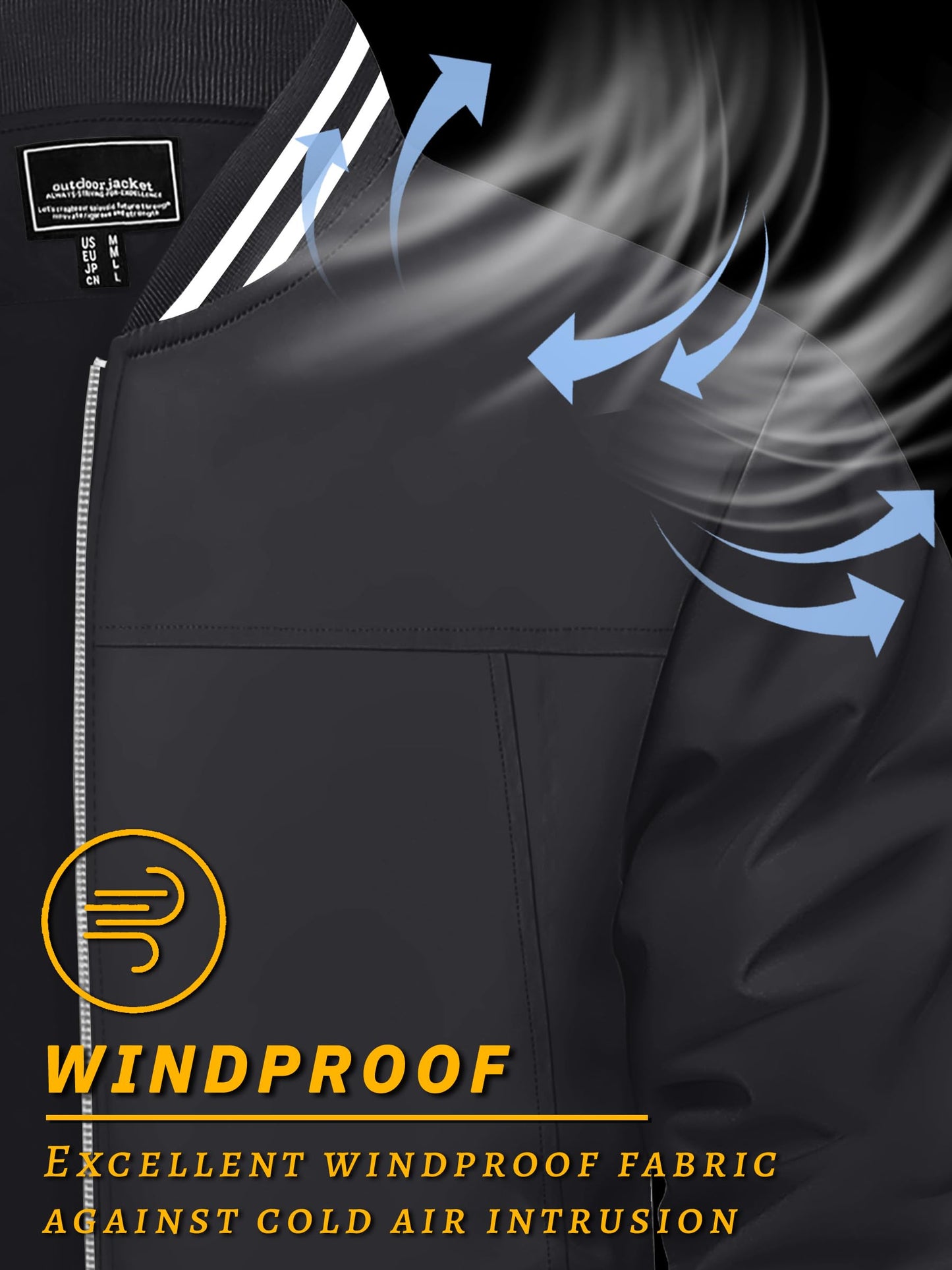 TACVASEN Men's Lightweight Jacket Casual Spring Fall Windbreaker Bomber Zip Up Coat With Pocket