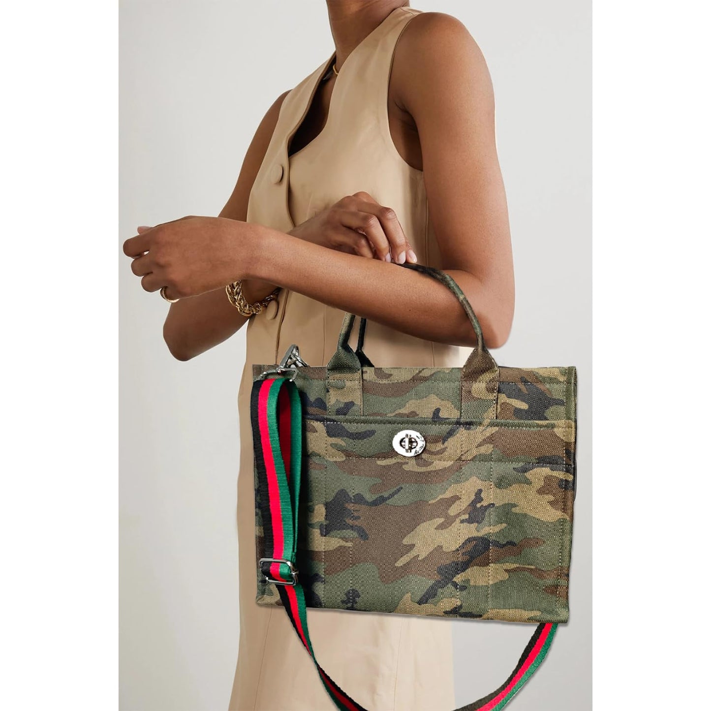 Dyalsa Tote Bags for Women, Canvas Handbag Tote Purse Crossbody Bags with Zip Medium Shoulder Bags for Work and Travel