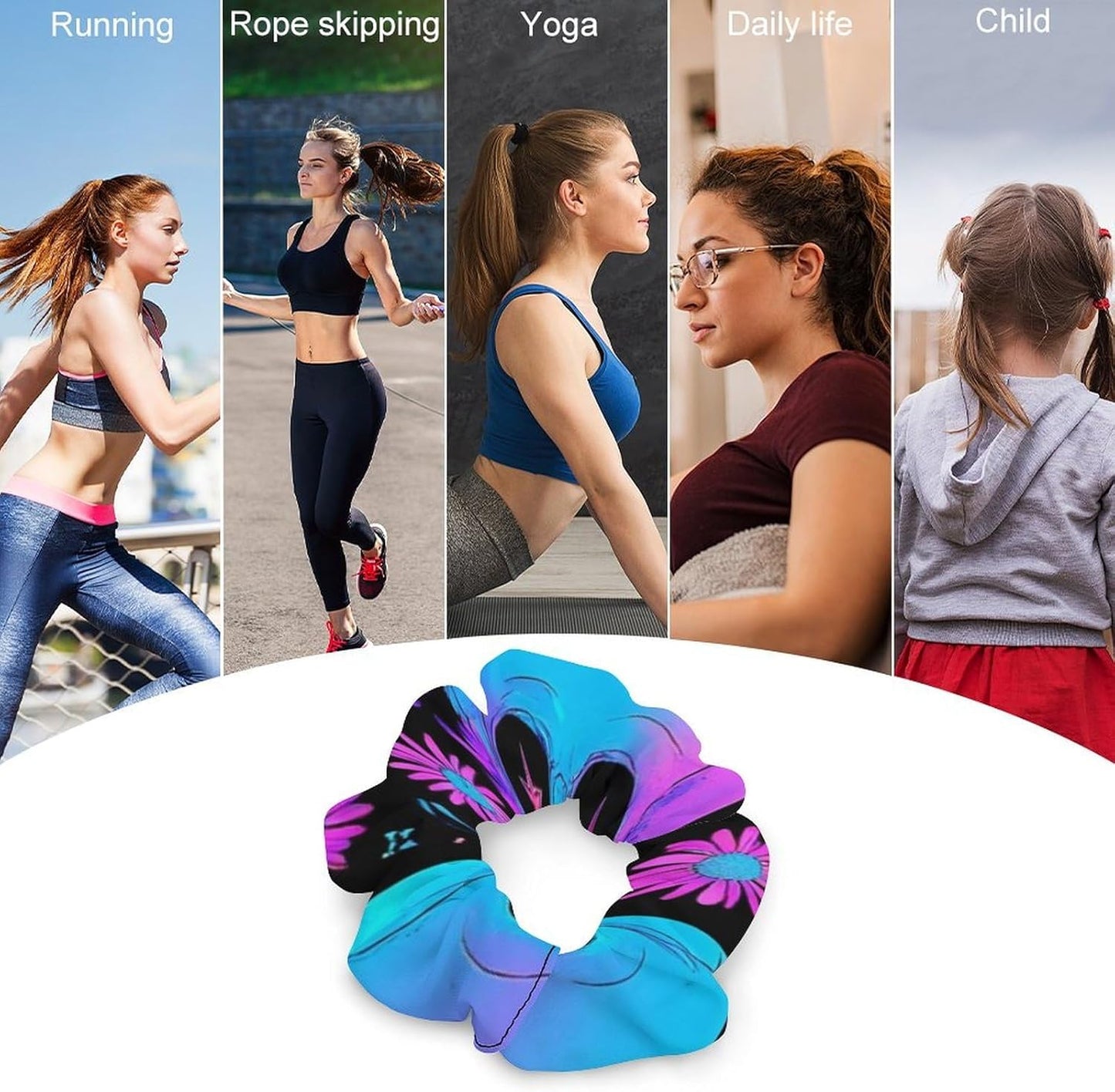 Supdreamc Fashion Hair Scrunchies Spiral Hair Ties for Women Braids, Cool Camo Military Camouflage Adjustable Ponytail Bands Dreadlock Accessories