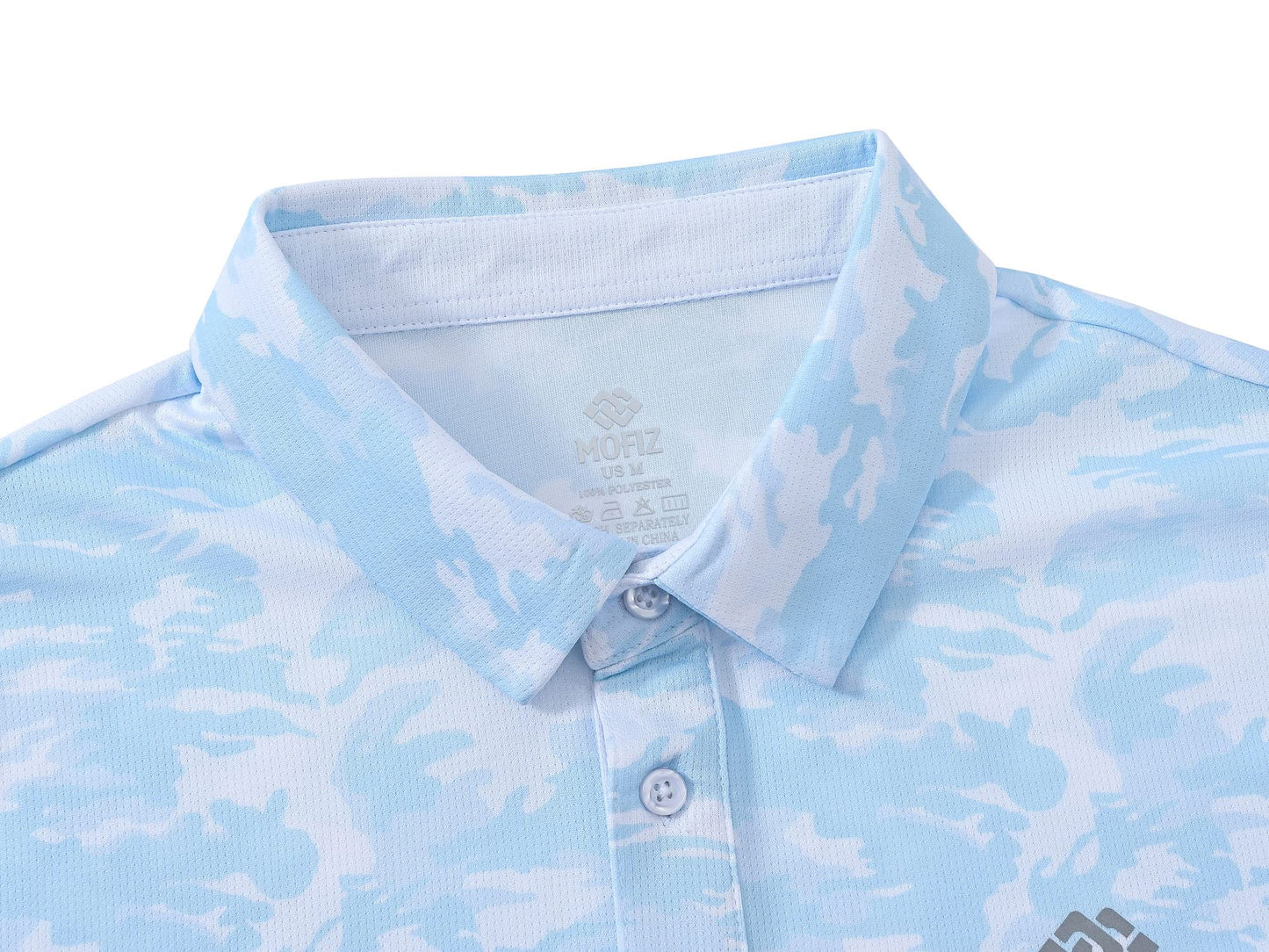 MoFiz Men's Camo Polo Golf Shirt Hiking Dry Fit Short Sleeve T-Shirts Pique Collared Polo Jersey