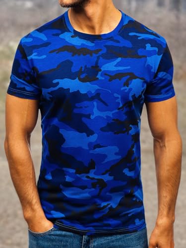 Men's Camouflage T-Shirt Sports Fitness Short Sleeve Military Camo Crewneck Vintage Shirt