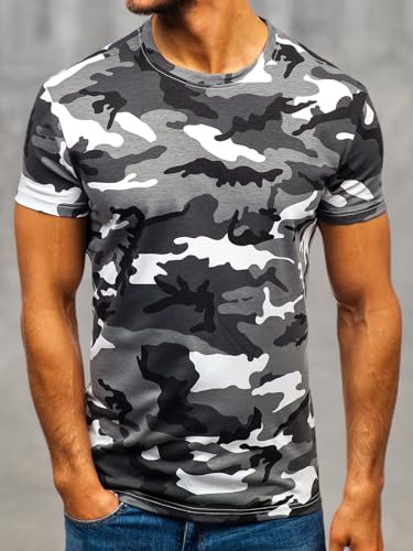 Men's Camouflage T-Shirt Sports Fitness Short Sleeve Military Camo Crewneck Vintage Shirt