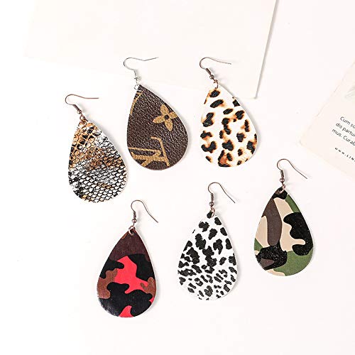 Camo Earrings for Women,Camouflage Leather Dangle Earrings Cool Lightweight Teardrop Green Camouflage Leather Drop Earrings