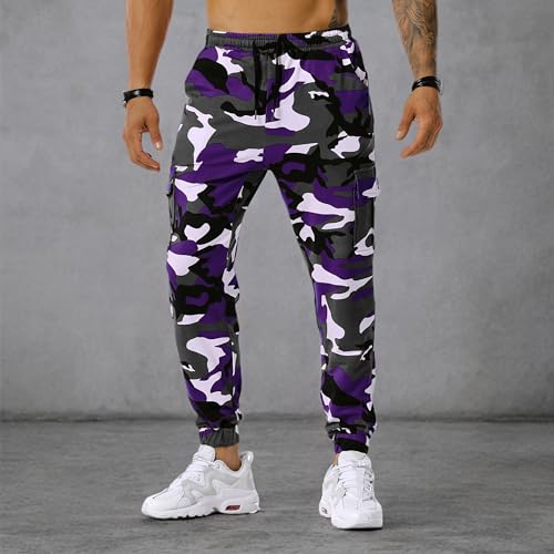 Colorful House Men Camo Cargo Jogger Sweatpants Casual Drawstring Camouflage Cargo Work Pants with Pockets