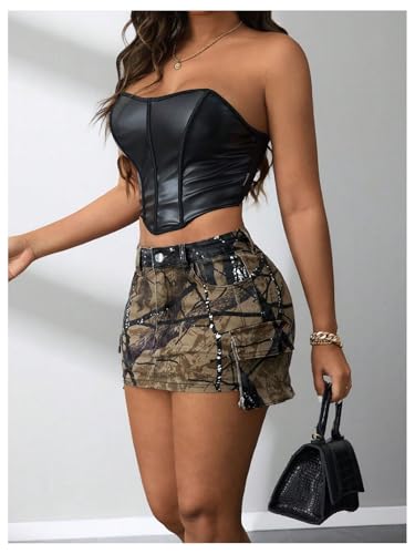 Floerns Women's Y2k Mini Skirt Low Waist Camouflage Street Bodycon Cargo Skirts