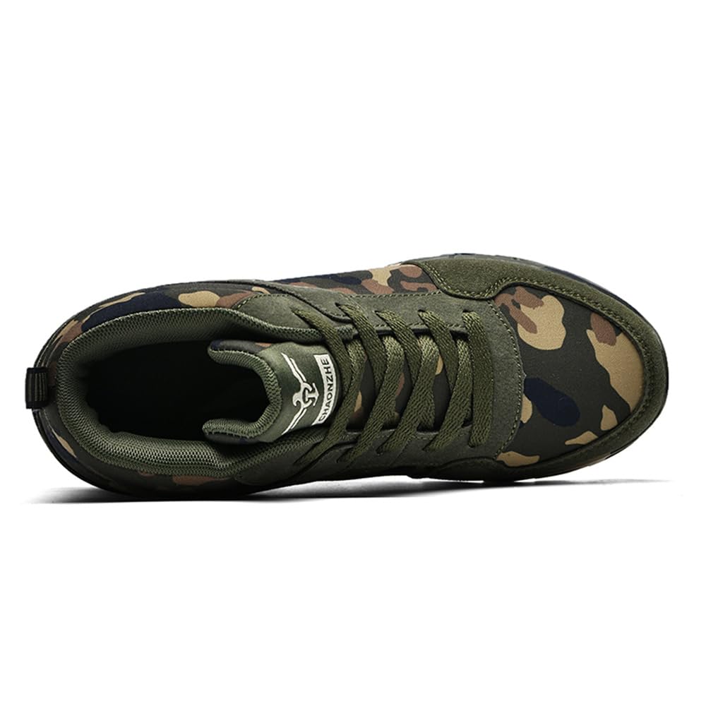 Elevator Shoes for Women Camouflage Female Running Footwear Casual Sneakers Sport Woman Lady Camo Leisure High Shoe 6cm Outdoor Climbing Hiking Girl Hidden Heel Canvas Sneakers Army Green