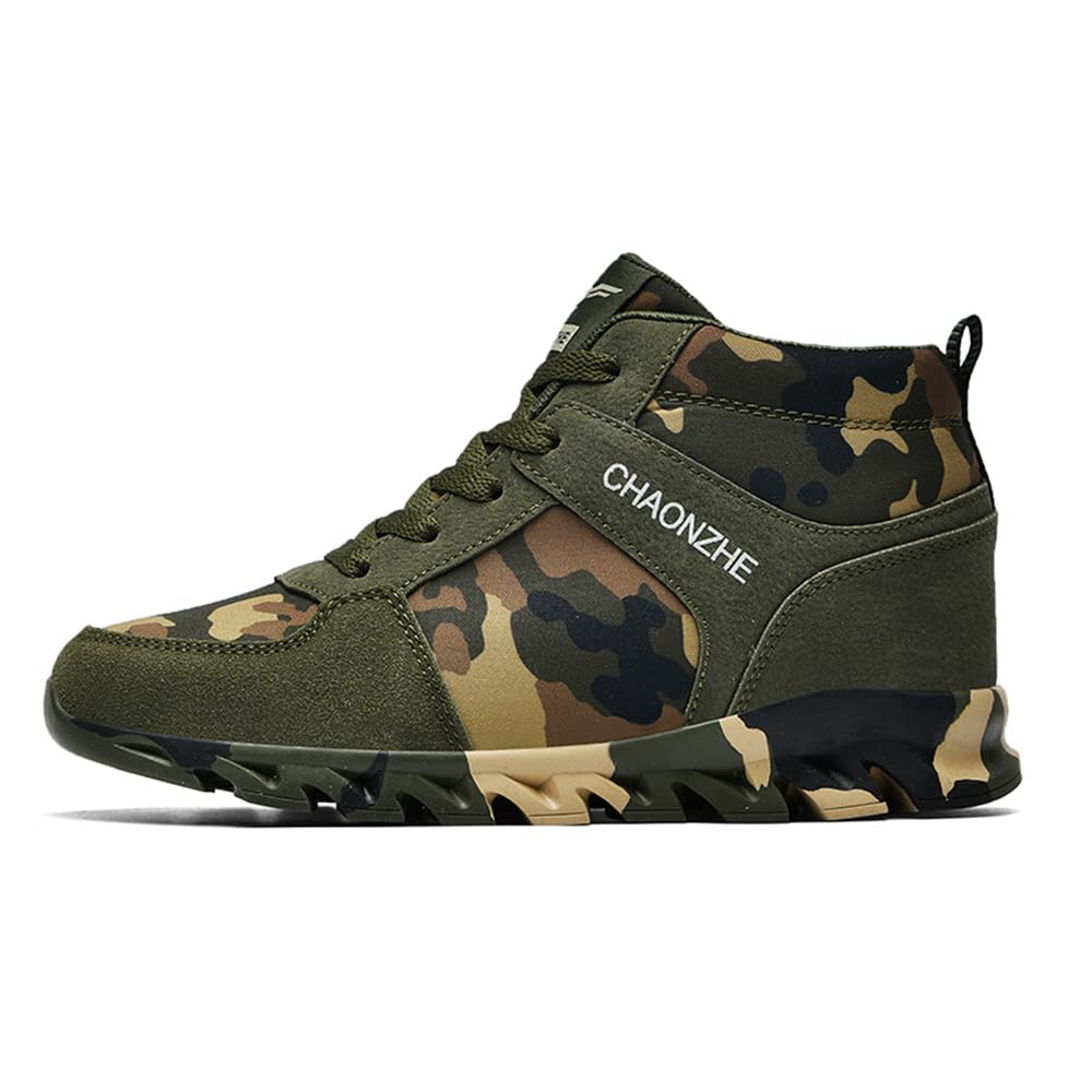 Elevator Shoes for Women Camouflage Female Running Footwear Casual Sneakers Sport Woman Lady Camo Leisure High Shoe 6cm Outdoor Climbing Hiking Girl Hidden Heel Canvas Sneakers Army Green