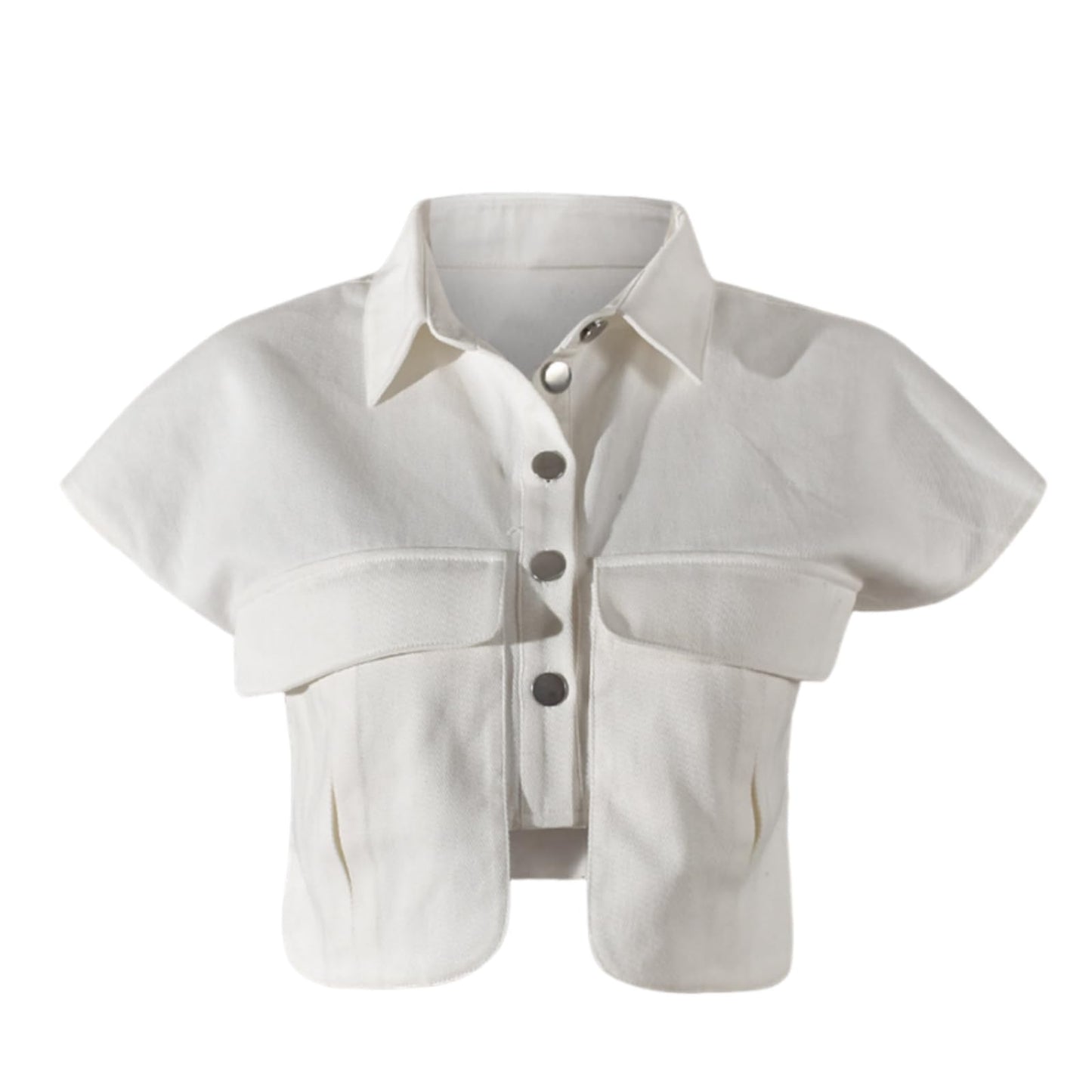 Womens Summer Cute Camo Button Down Cropped Jean Jacket Casual Lapel Outwear Denim Shirts Blouse Top