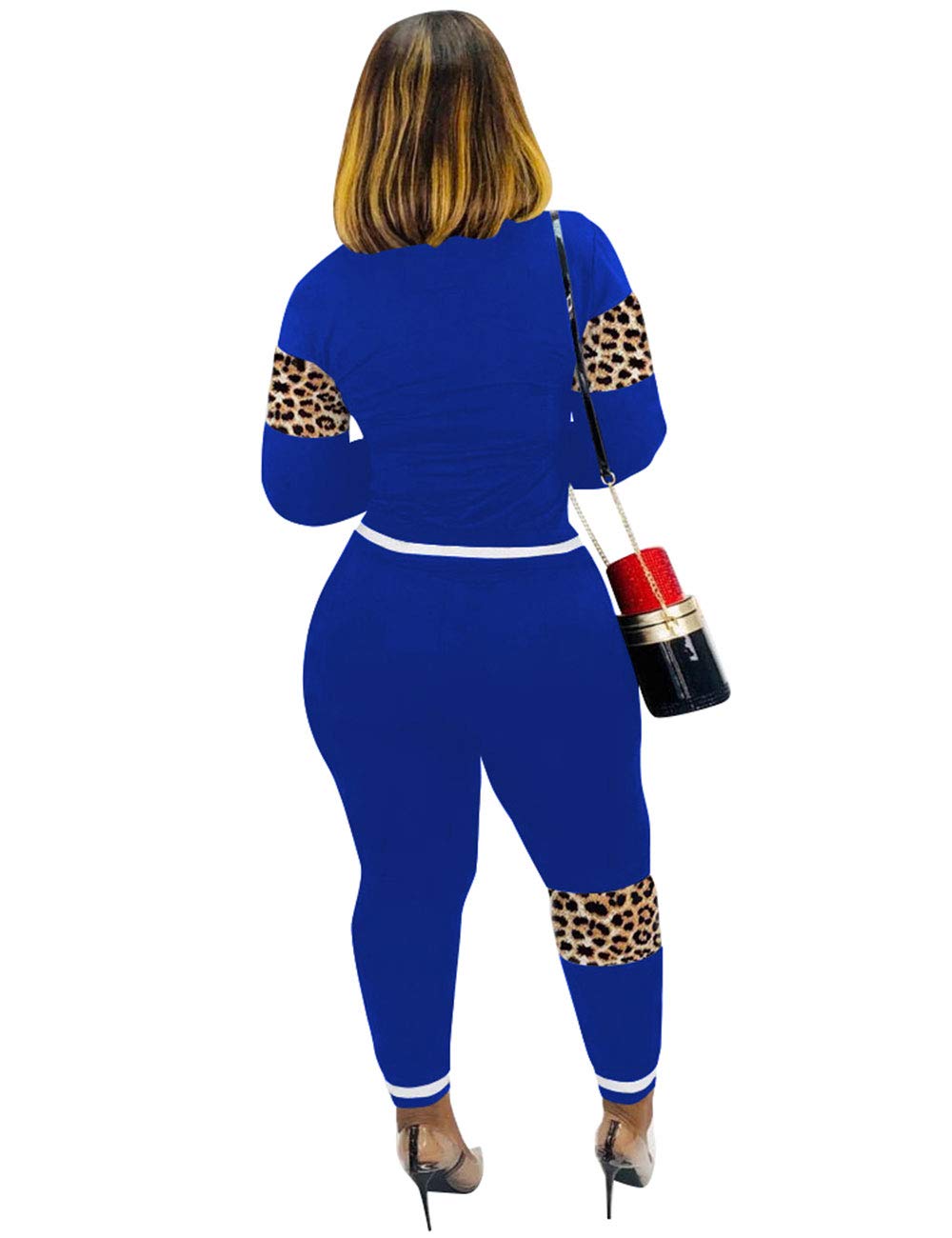 Alunzoem Womens Casual 2 Piece Outfits, Leopard Print Long Sleeve Top Pants Set Tracksuits