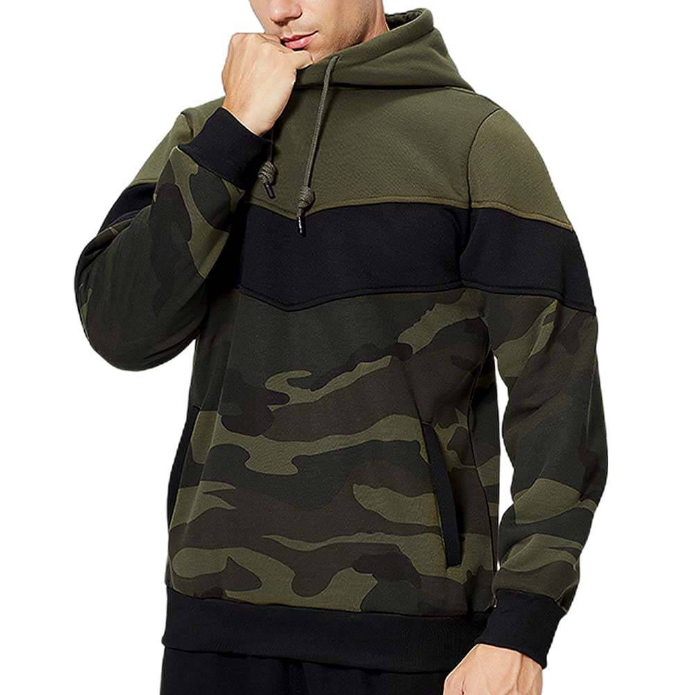 LBL Leading the Better Life Men's Solid Pullover Hoodies Sports Soft Blend Fleece Hooded Sweatshirts with Kangaroo Pocket