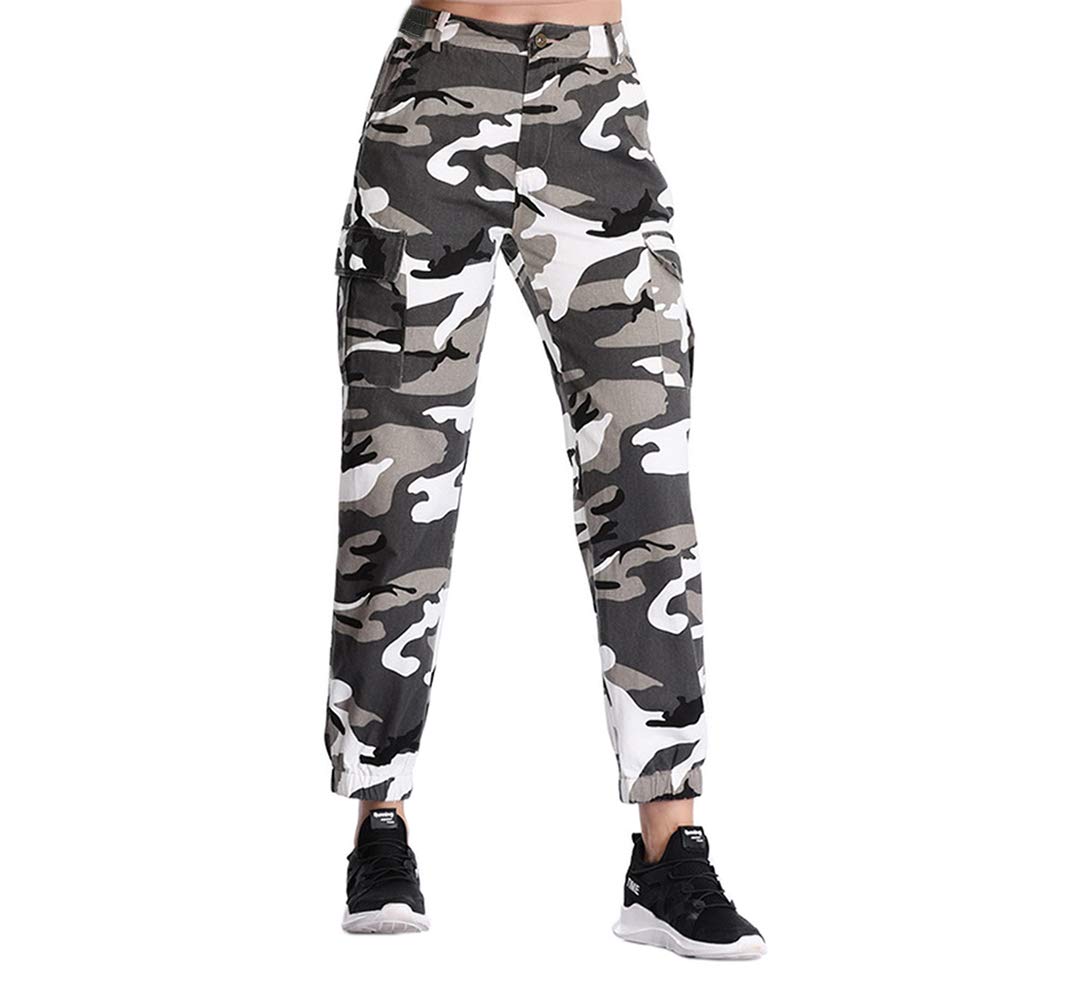 ZODLLS Women's Camo Pants Cargo Trousers Cool Camouflage Pants Elastic Waist Casual Multi Jogger Pants with Pocket