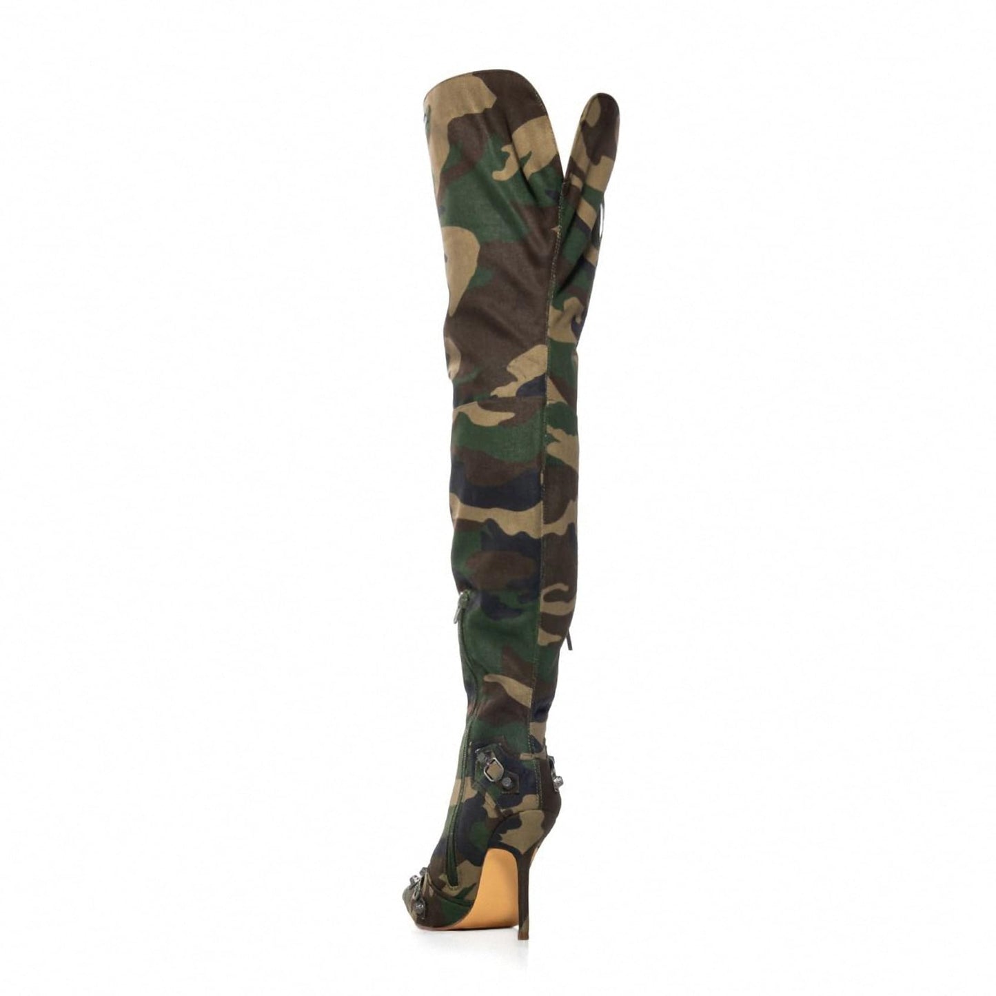 Women's Camo Knee High Boots Slouch High Heels Boots Pointed Stiletto Casual Pull-On Tall Boot Party Dress Shoes