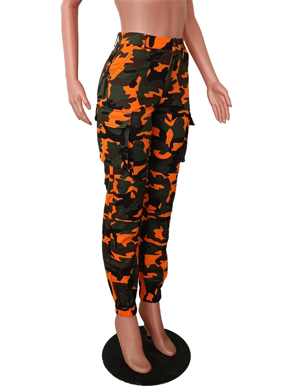 Woman's Casual Camouflage Camo Cargo Long Pants with Pockets