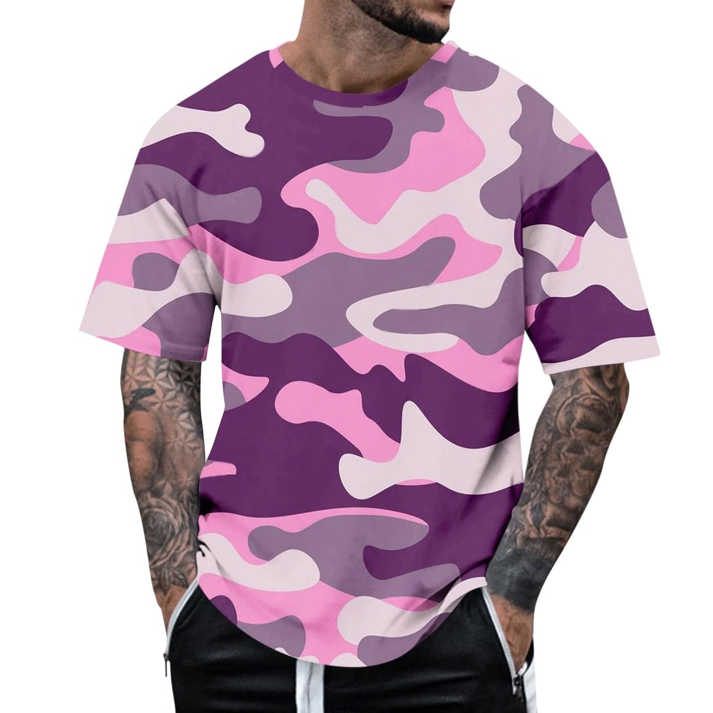 Casual Summer Camouflage Short Sleeve Shirt Plus Size Outdoor Fashion Tees Trendy Blouse T Shirt