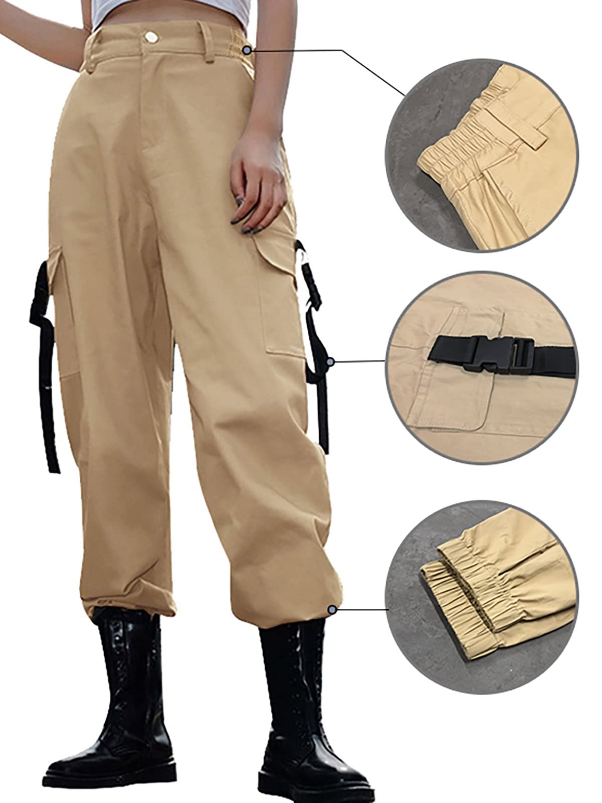 ZODLLS Women's Camo Pants Cargo Trousers Cool Camouflage Pants Elastic Waist Casual Multi Jogger Pants with Pocket