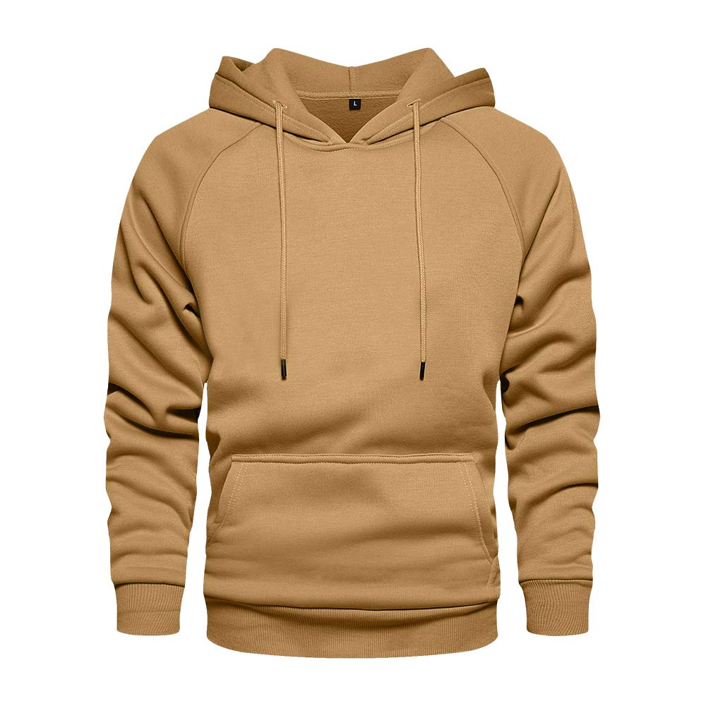 LBL Leading the Better Life Men's Solid Pullover Hoodies Sports Soft Blend Fleece Hooded Sweatshirts with Kangaroo Pocket