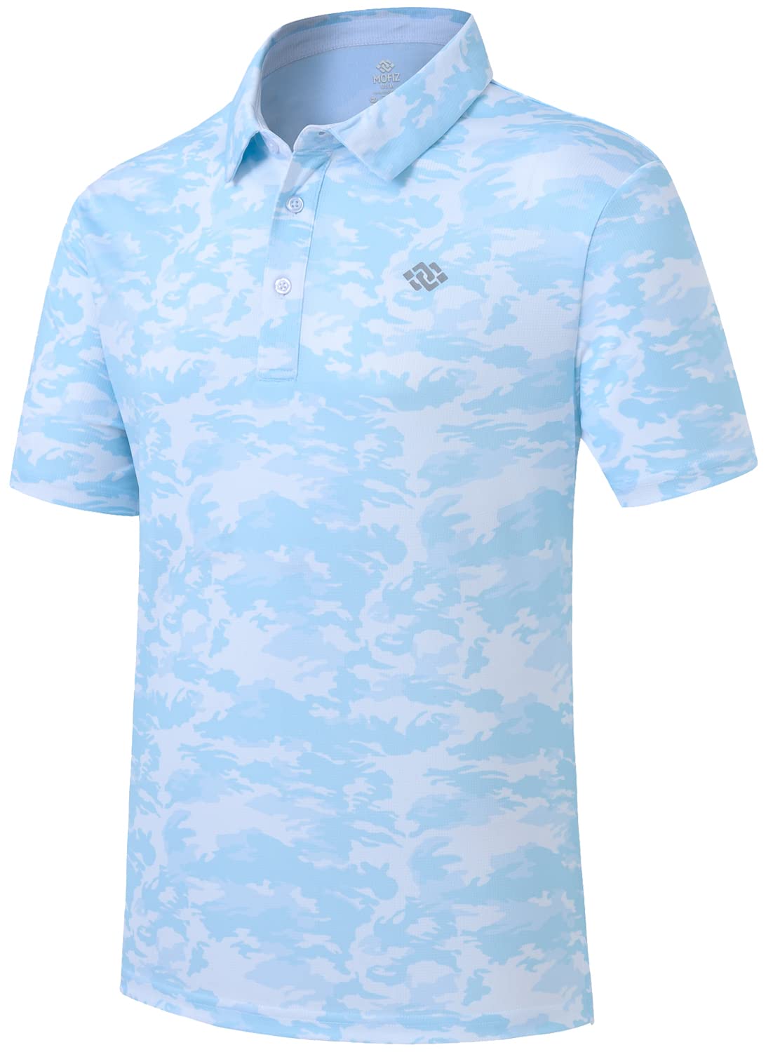 MoFiz Men's Camo Polo Golf Shirt Hiking Dry Fit Short Sleeve T-Shirts Pique Collared Polo Jersey