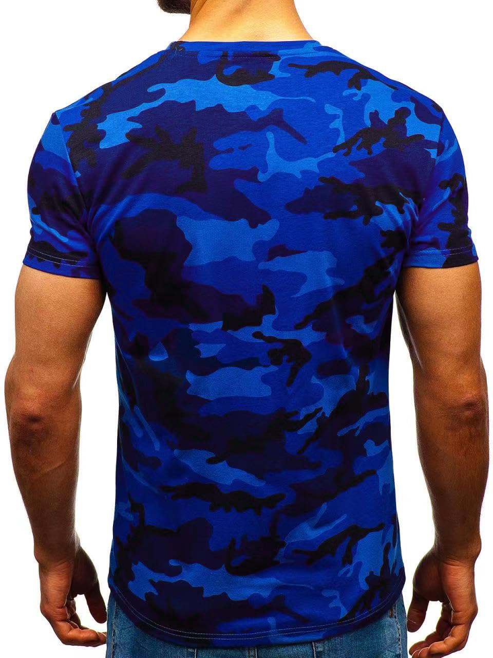 Men's Camouflage T-Shirt Sports Fitness Short Sleeve Military Camo Crewneck Vintage Shirt