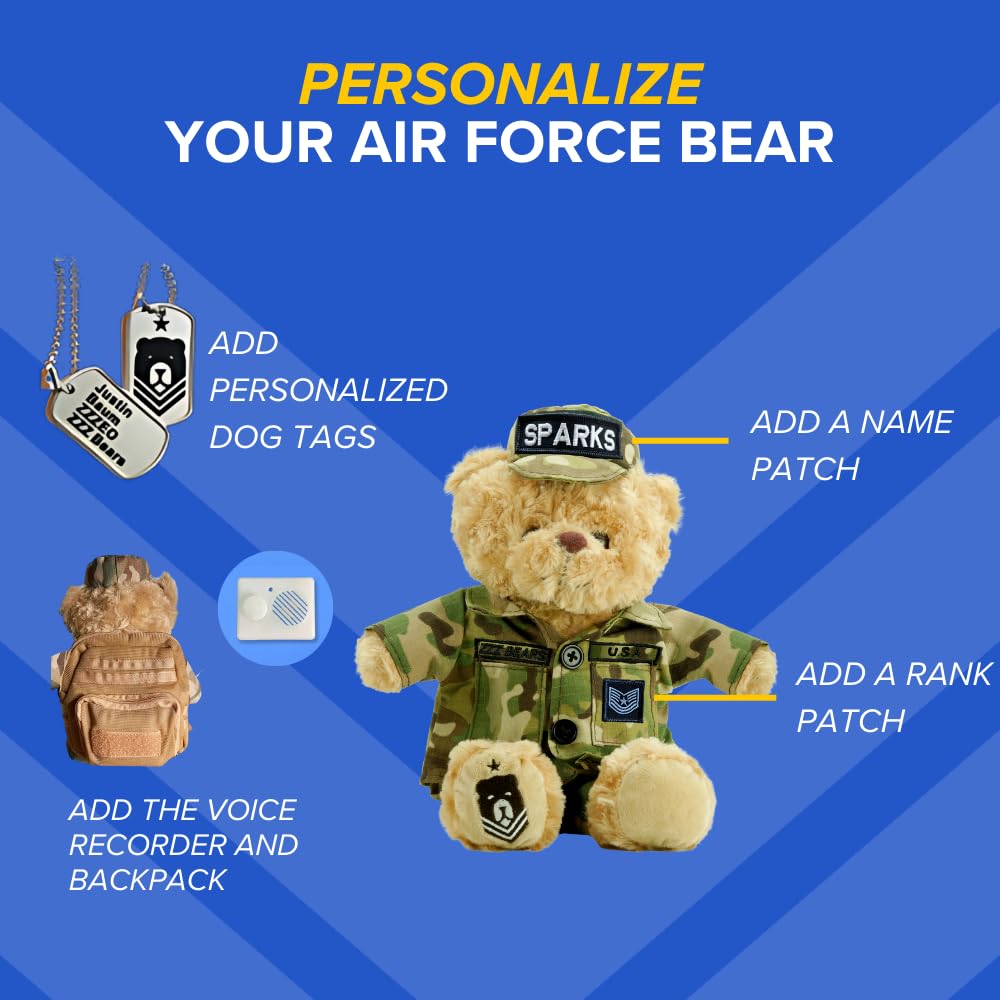 ZZZ Bears Personalized Army Teddy Bear, Gift for Boot Camp Graduates, Veterans & Comforting Loved Ones at Home During Deployment