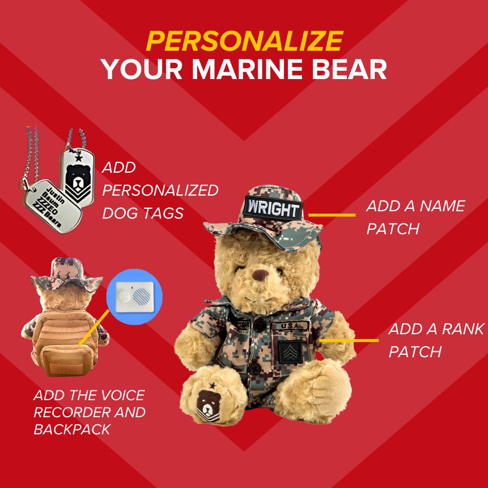 ZZZ Bears Personalized Army Teddy Bear, Gift for Boot Camp Graduates, Veterans & Comforting Loved Ones at Home During Deployment