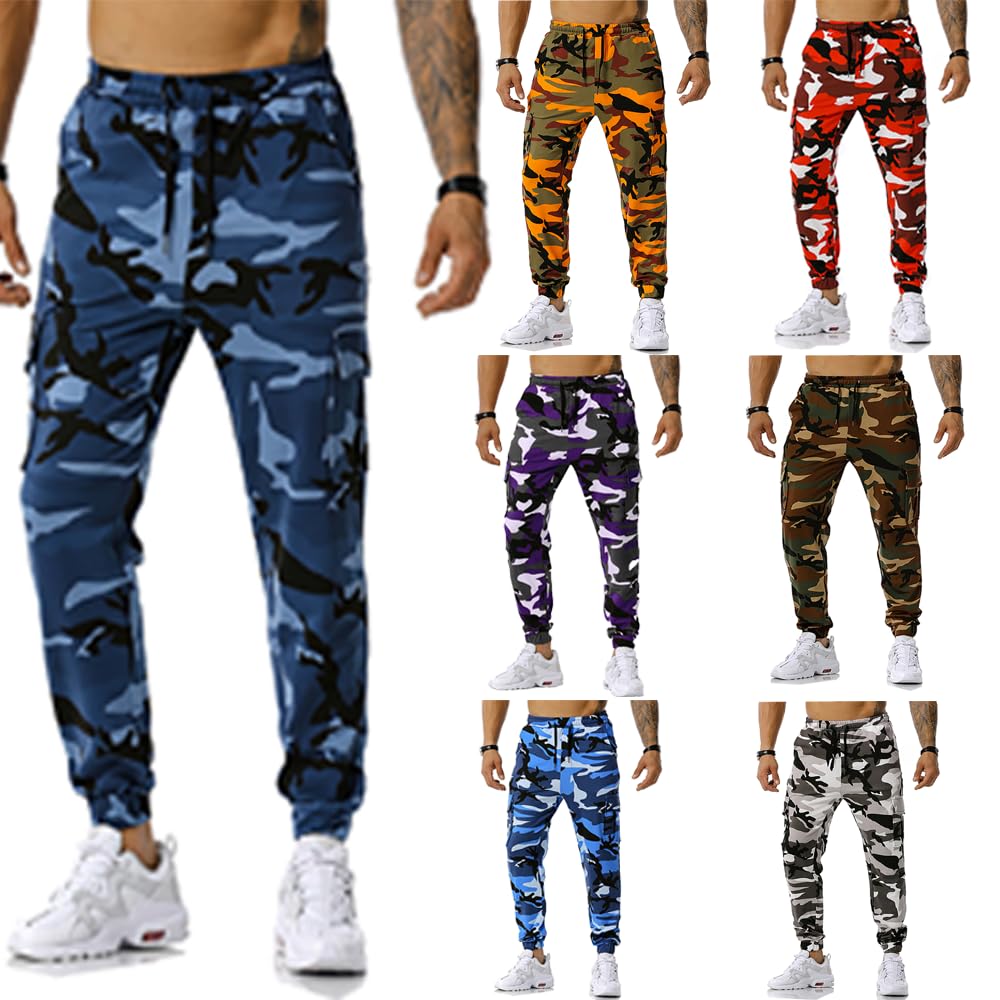 GRAJTCIN Casual Camo Joggers Sweatpants for Men Lightweight Hiking Outdoor Sweatpants Streetwear Pants for Men