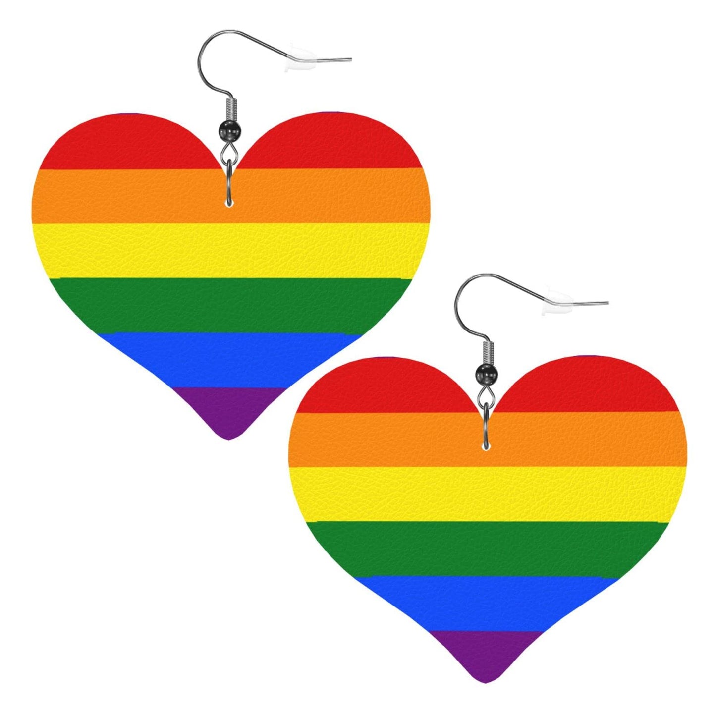 Heart Dangle Faux Leather Earrings For Women