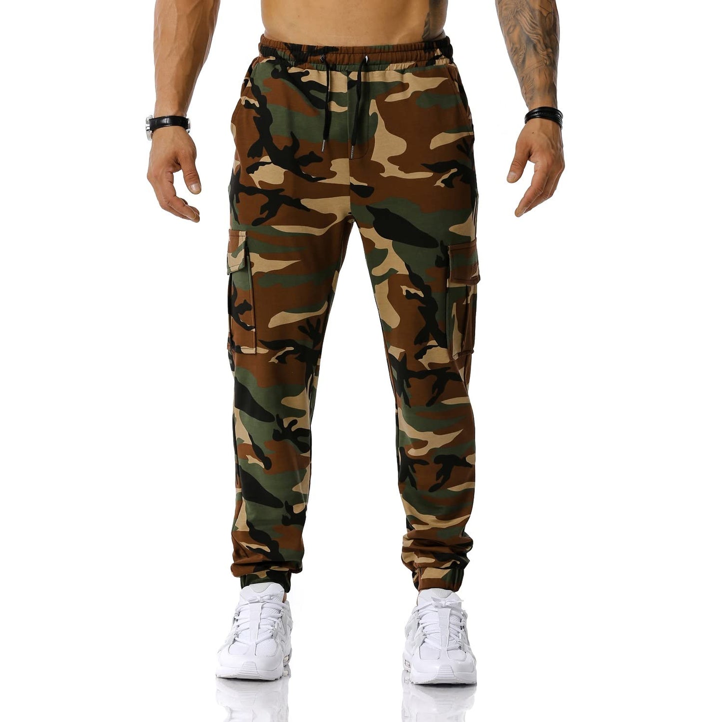 Colorful House Men Camo Cargo Jogger Sweatpants Casual Drawstring Camouflage Cargo Work Pants with Pockets