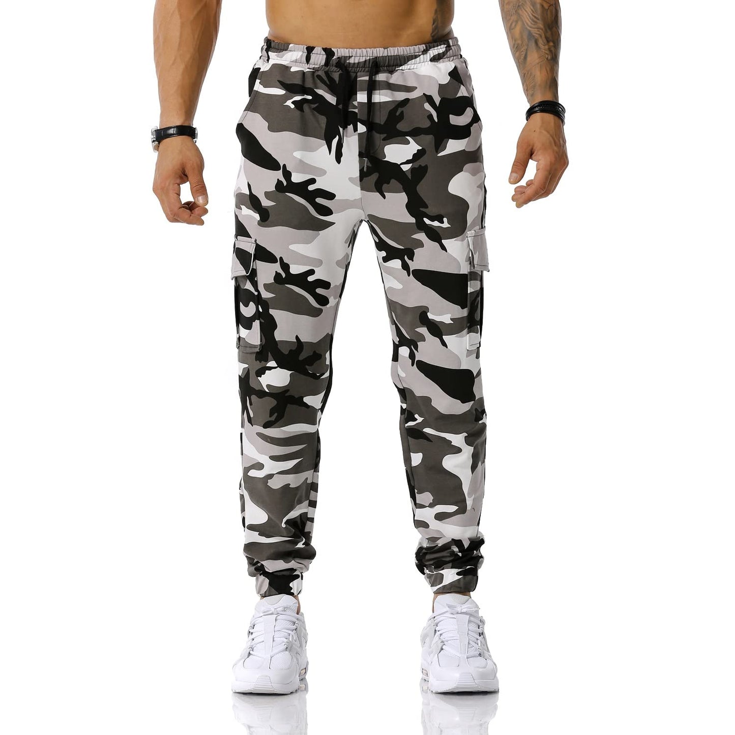 Colorful House Men Camo Cargo Jogger Sweatpants Casual Drawstring Camouflage Cargo Work Pants with Pockets