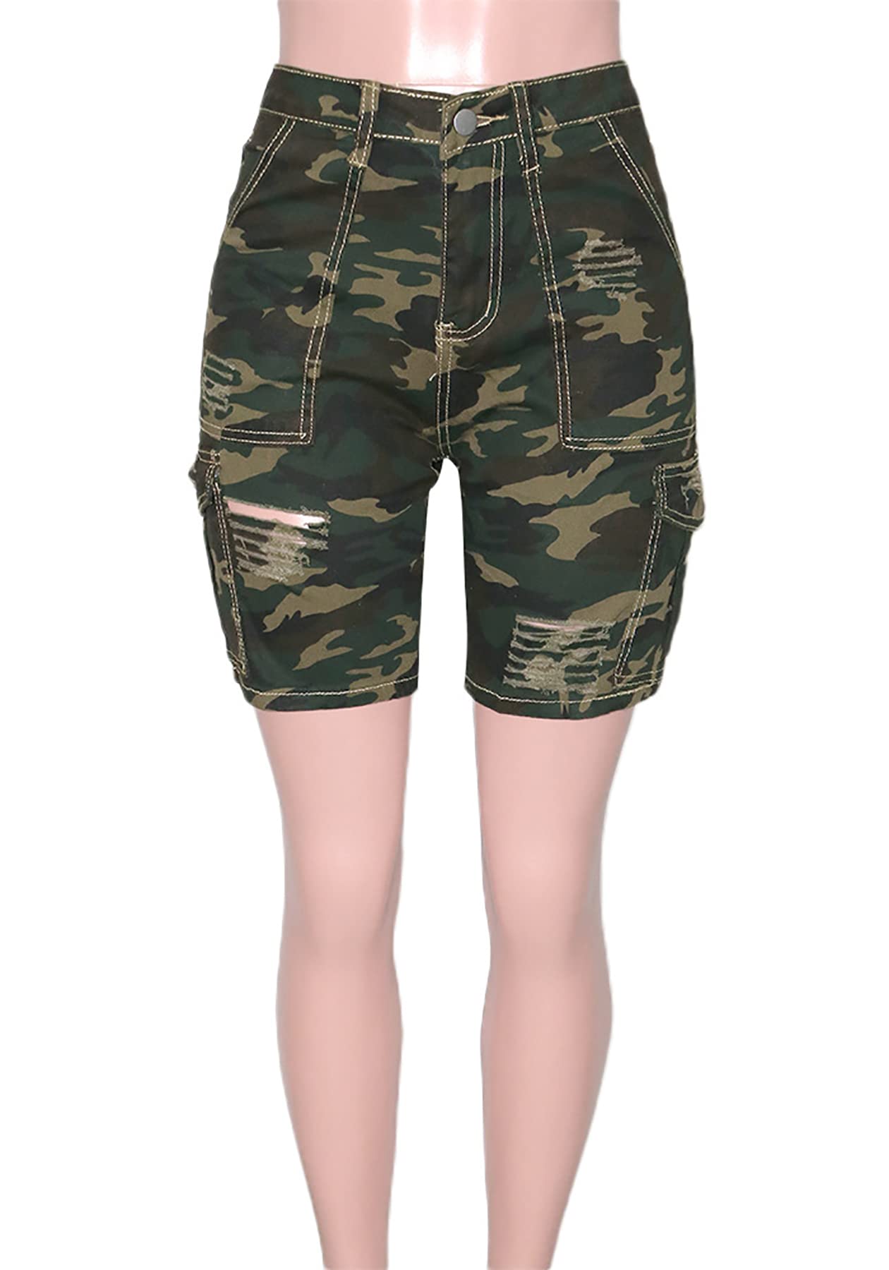 Voghtic Womens Camo Cargo Shorts High Waisted Casual Trendy Summer Army Fatigue Short Jeans Loose Fit Workout Short Pants