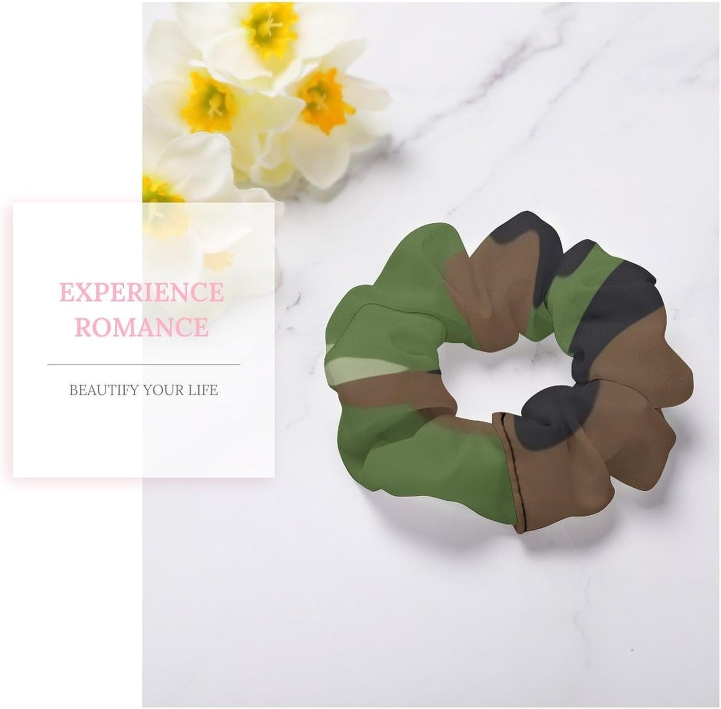 Supdreamc Fashion Hair Scrunchies Spiral Hair Ties for Women Braids, Cool Camo Military Camouflage Adjustable Ponytail Bands Dreadlock Accessories