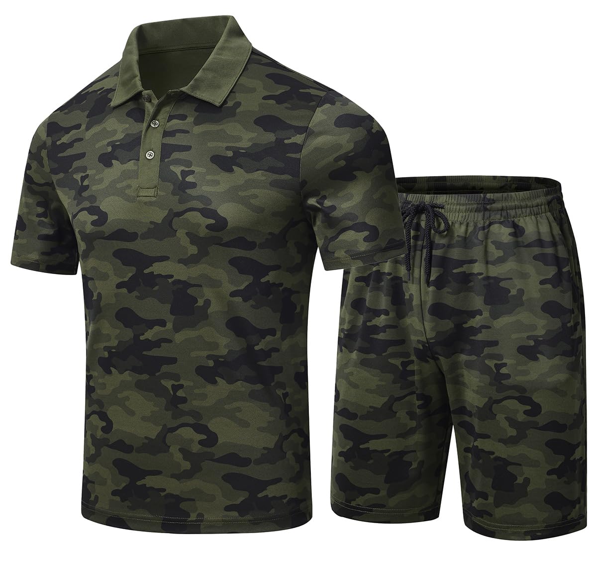 MoFiz Mens Short Sets Outfits Sweatsuits Two Piece Outfits Summer Sets Comfortable Shorts/Shirt Camo