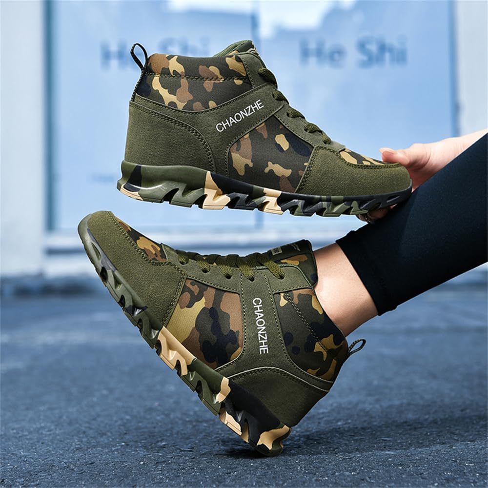 Elevator Shoes for Women Camouflage Female Running Footwear Casual Sneakers Sport Woman Lady Camo Leisure High Shoe 6cm Outdoor Climbing Hiking Girl Hidden Heel Canvas Sneakers Army Green