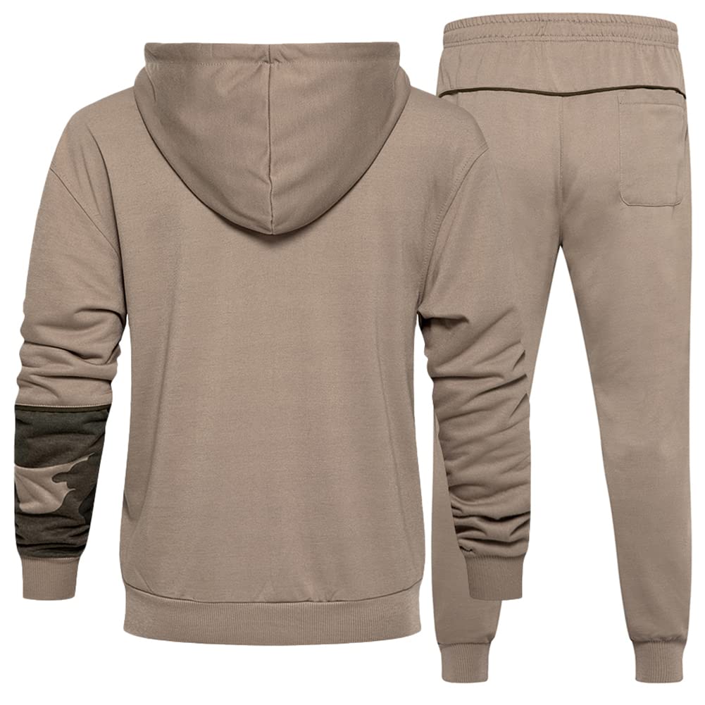 DUOFIER Men's Hooded Athletic Tracksuit Casual Full Zip Jogging SweatSuits