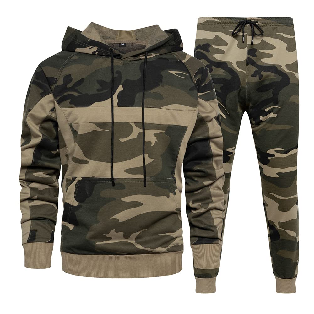 AOTORR Mens Sweatsuits 2 Piece Casual Tracksuits Camo Hoodie Jogging Sweatpants Suit