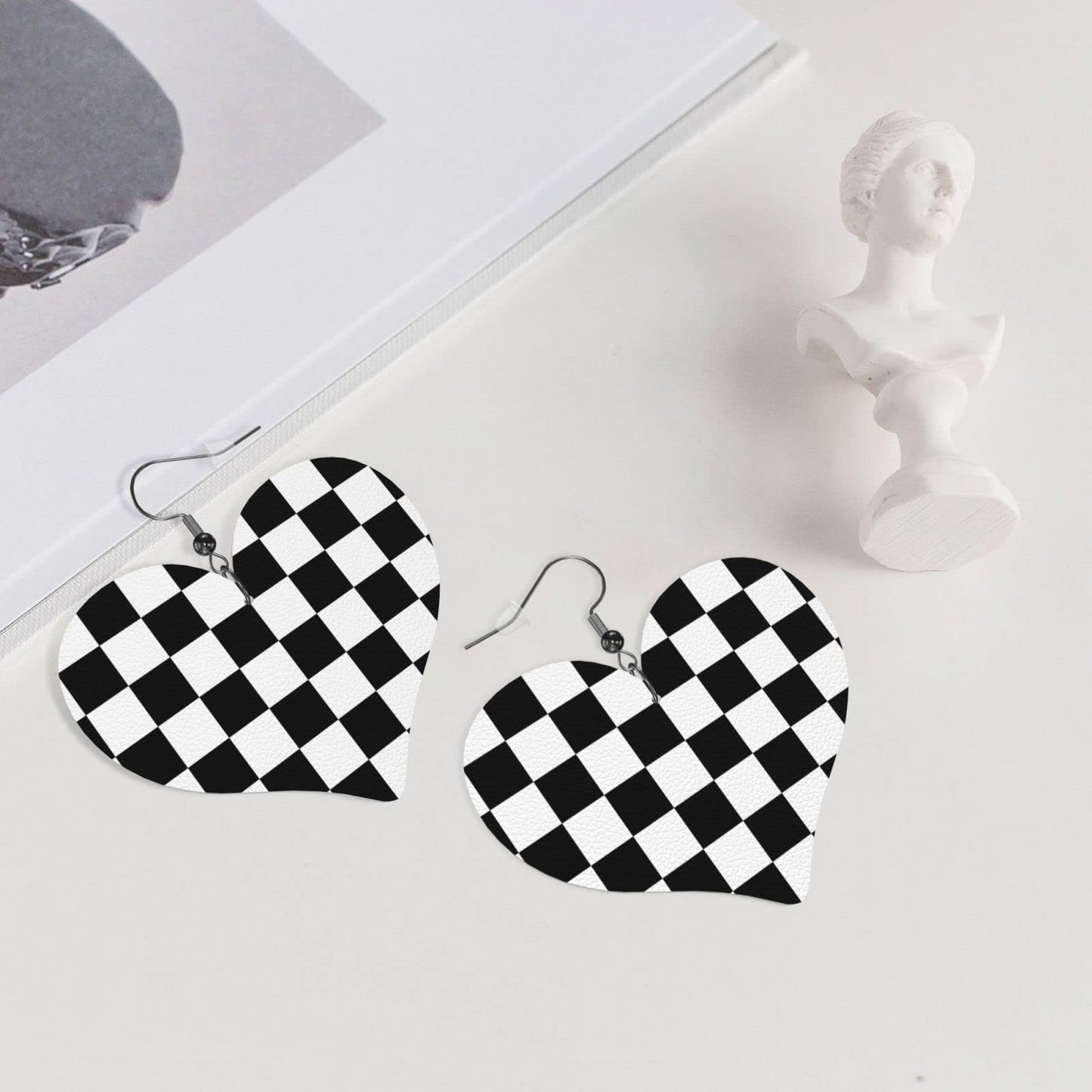 Heart Dangle Faux Leather Earrings For Women