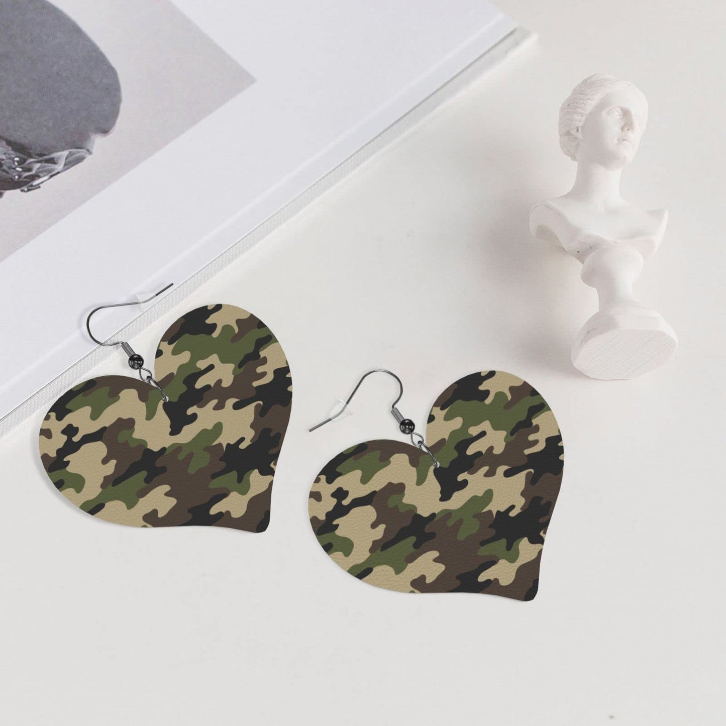 Heart Dangle Faux Leather Earrings For Women