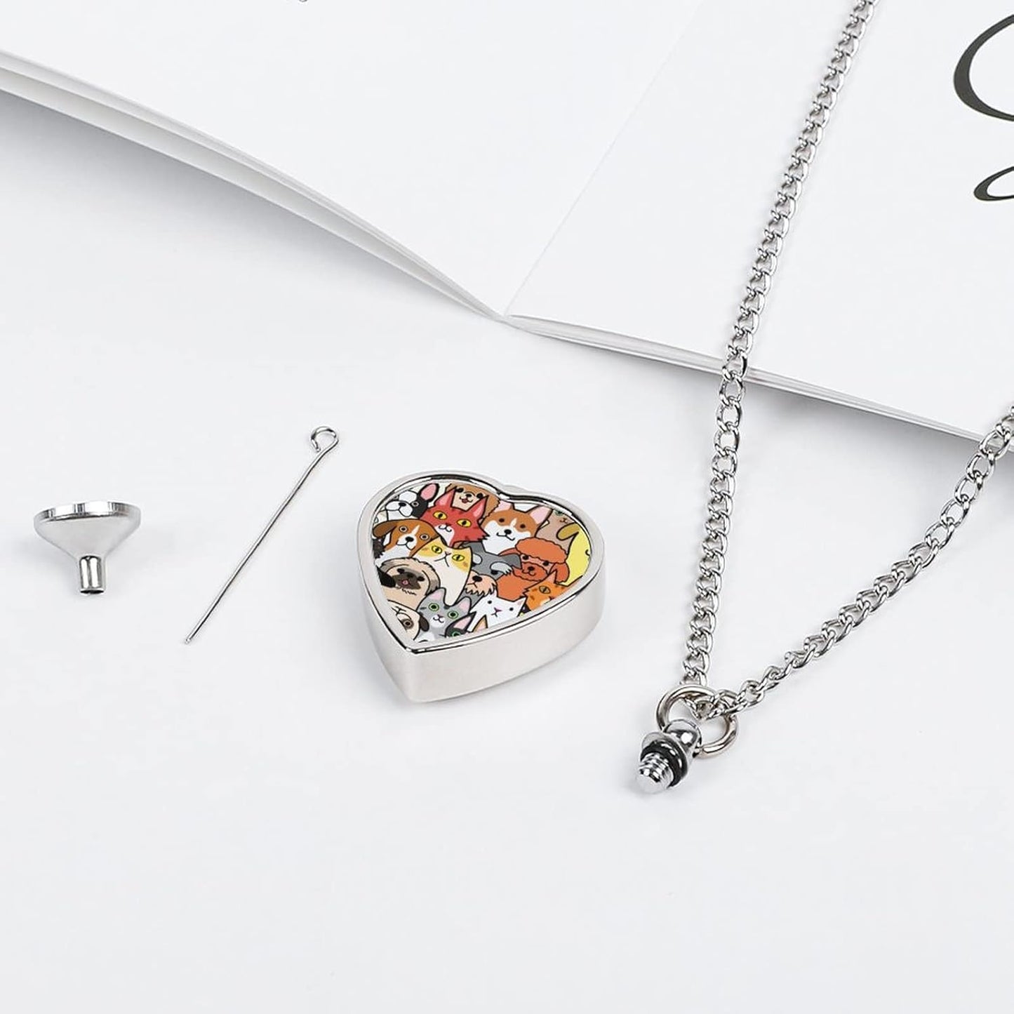 Oyihfvs Pet Urn Necklace Pendant Jewelry, Keepsake Memorial Necklace for Men Women Gift, Alloy Dog Necklace Keychain Tag