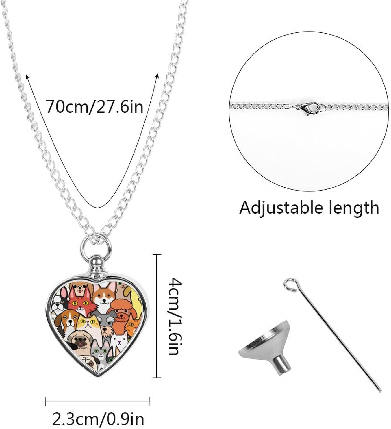 Oyihfvs Pet Urn Necklace Pendant Jewelry, Keepsake Memorial Necklace for Men Women Gift, Alloy Dog Necklace Keychain Tag