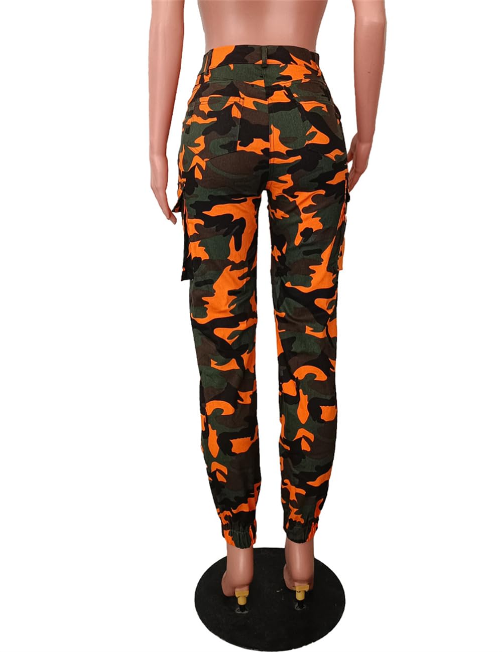 Woman's Casual Camouflage Camo Cargo Long Pants with Pockets