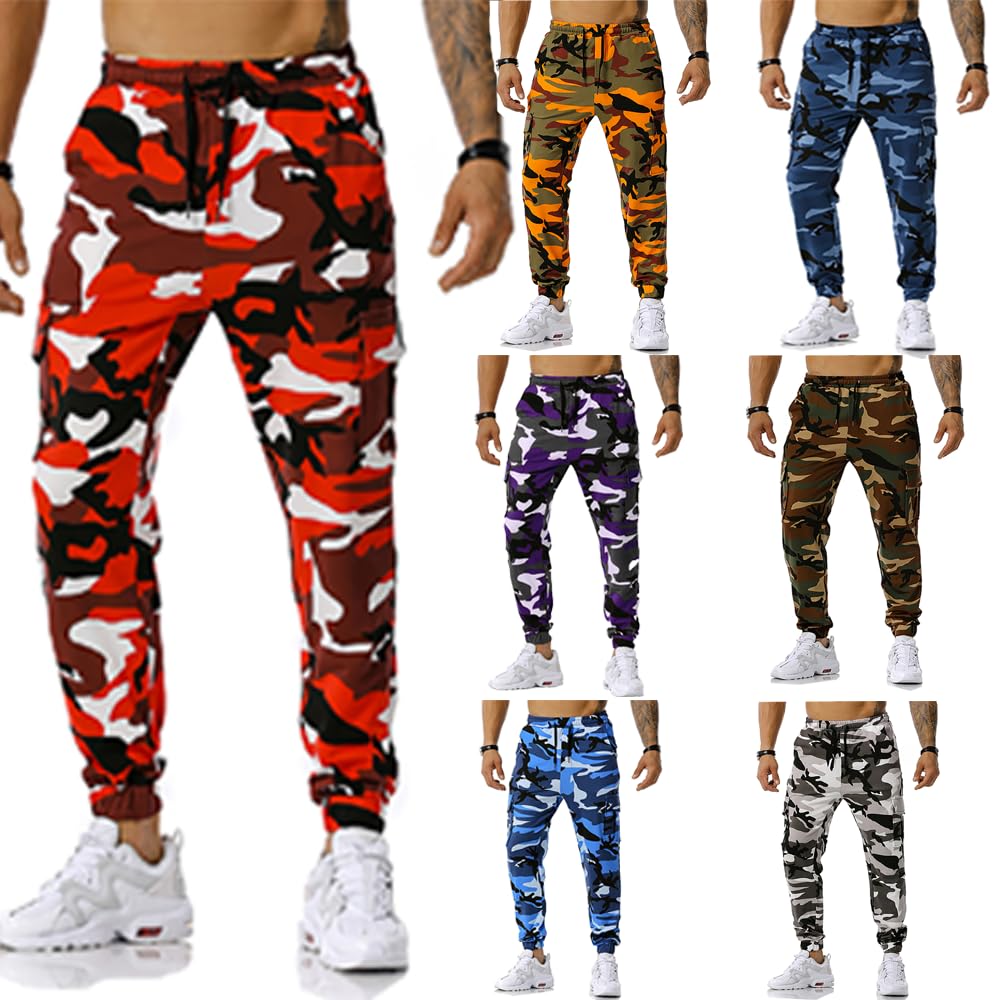 GRAJTCIN Casual Camo Joggers Sweatpants for Men Lightweight Hiking Outdoor Sweatpants Streetwear Pants for Men