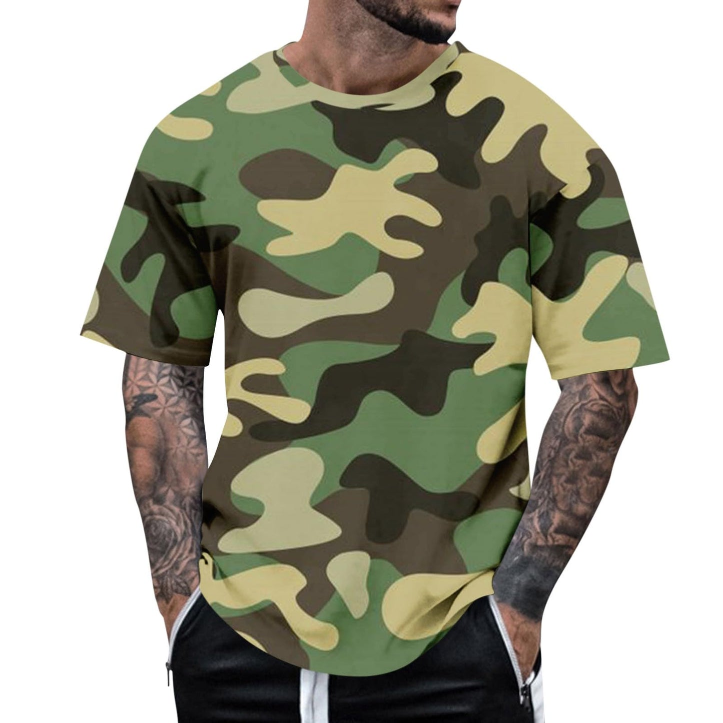 Casual Summer Camouflage Short Sleeve Shirt Plus Size Outdoor Fashion Tees Trendy Blouse T Shirt
