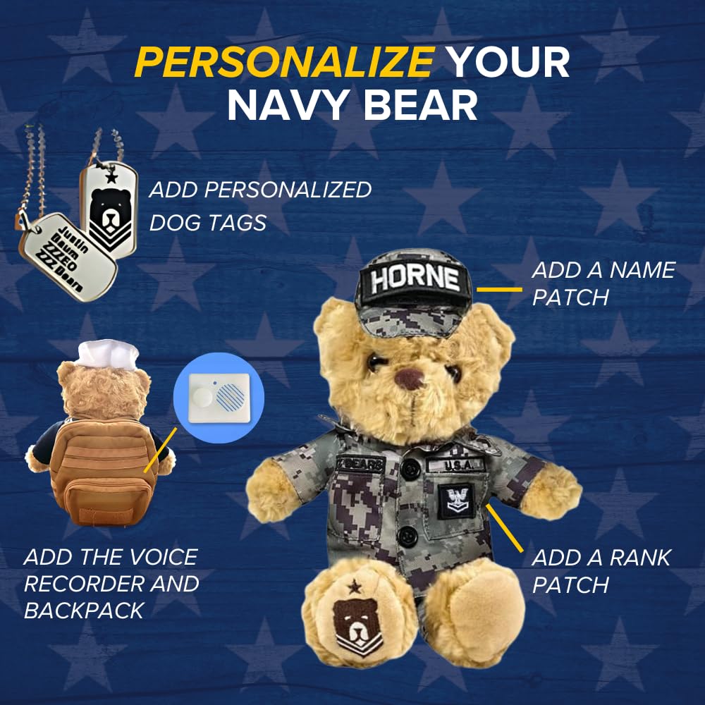 ZZZ Bears Personalized Army Teddy Bear, Gift for Boot Camp Graduates, Veterans & Comforting Loved Ones at Home During Deployment