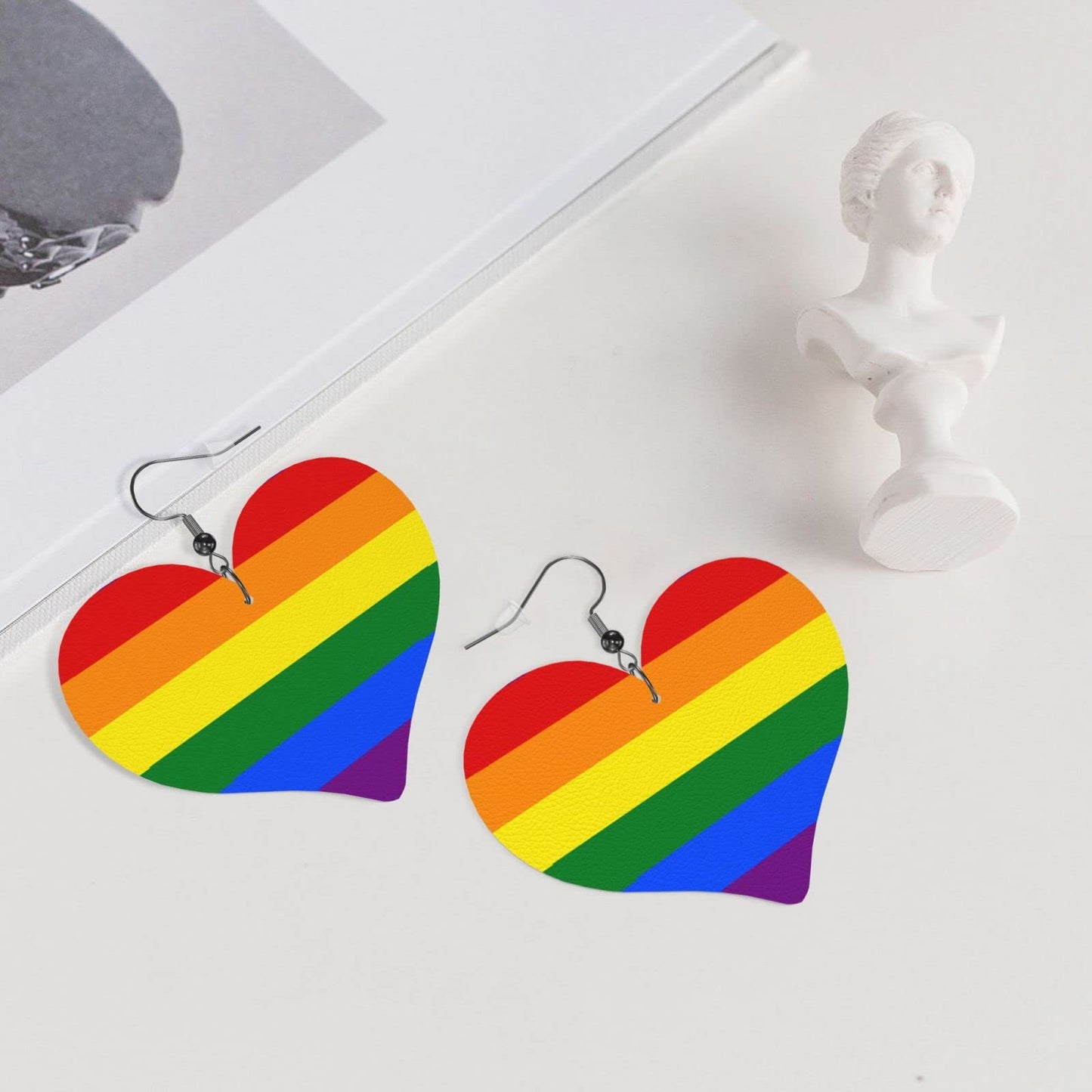 Heart Dangle Faux Leather Earrings For Women