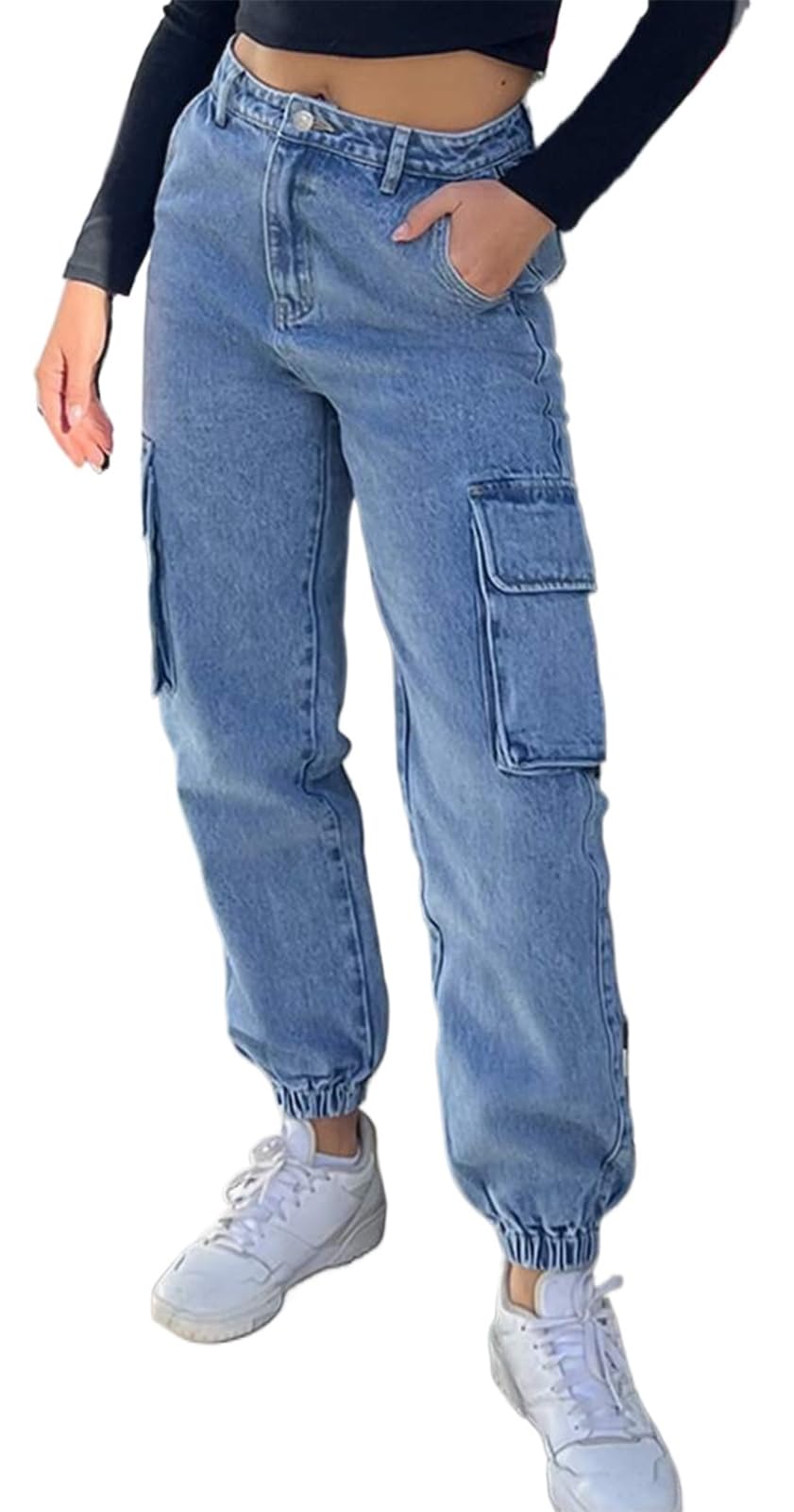 Women's Cargo Jogger Camo Pants with Pockets High Waist Slim Casual Tapered Camouflage Combat Hiking Pants