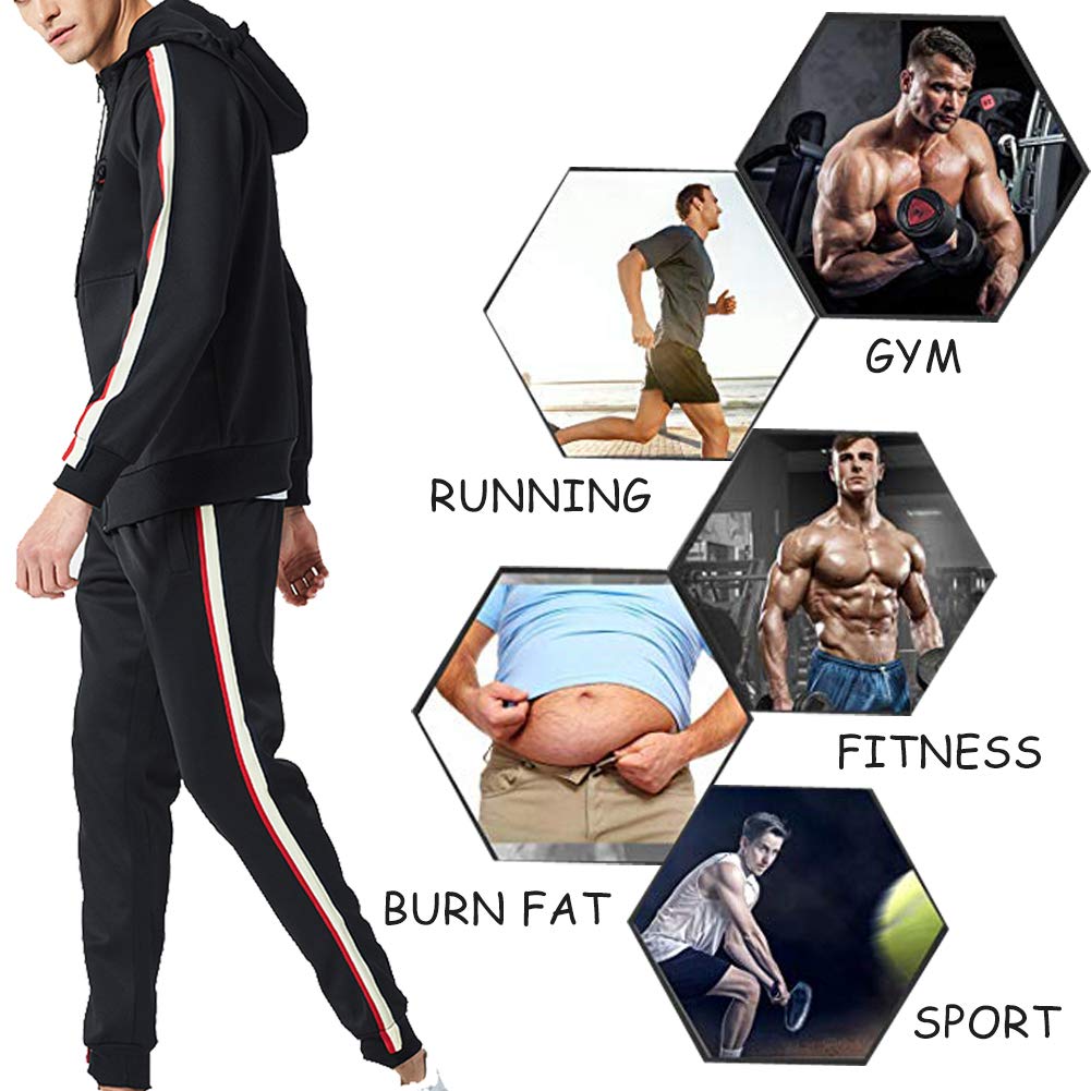 DUOFIER Men's Hooded Athletic Tracksuit Casual Full Zip Jogging SweatSuits