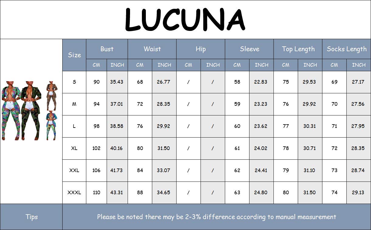 Lucuna Women's Sexy 2 Piece Club Outfits Open Front Blazer + Bodycon Pants Long Stockings Set