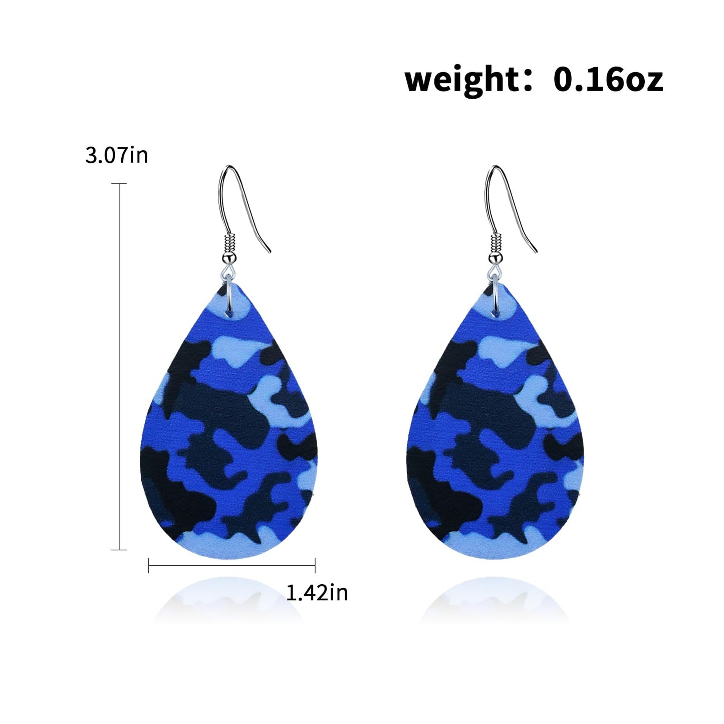 Camo Earrings for Women,Camouflage Leather Dangle Earrings Cool Lightweight Teardrop Green Camouflage Leather Drop Earrings