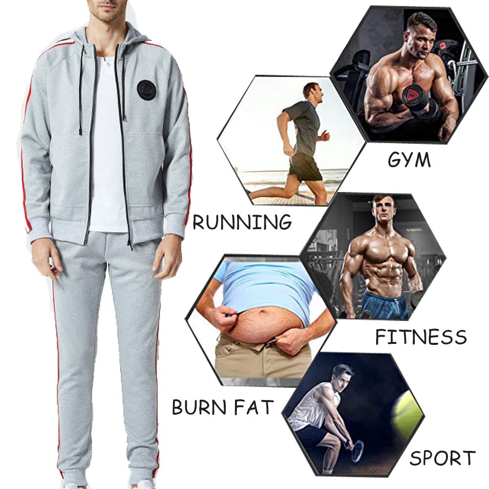 DUOFIER Men's Hooded Athletic Tracksuit Casual Full Zip Jogging SweatSuits