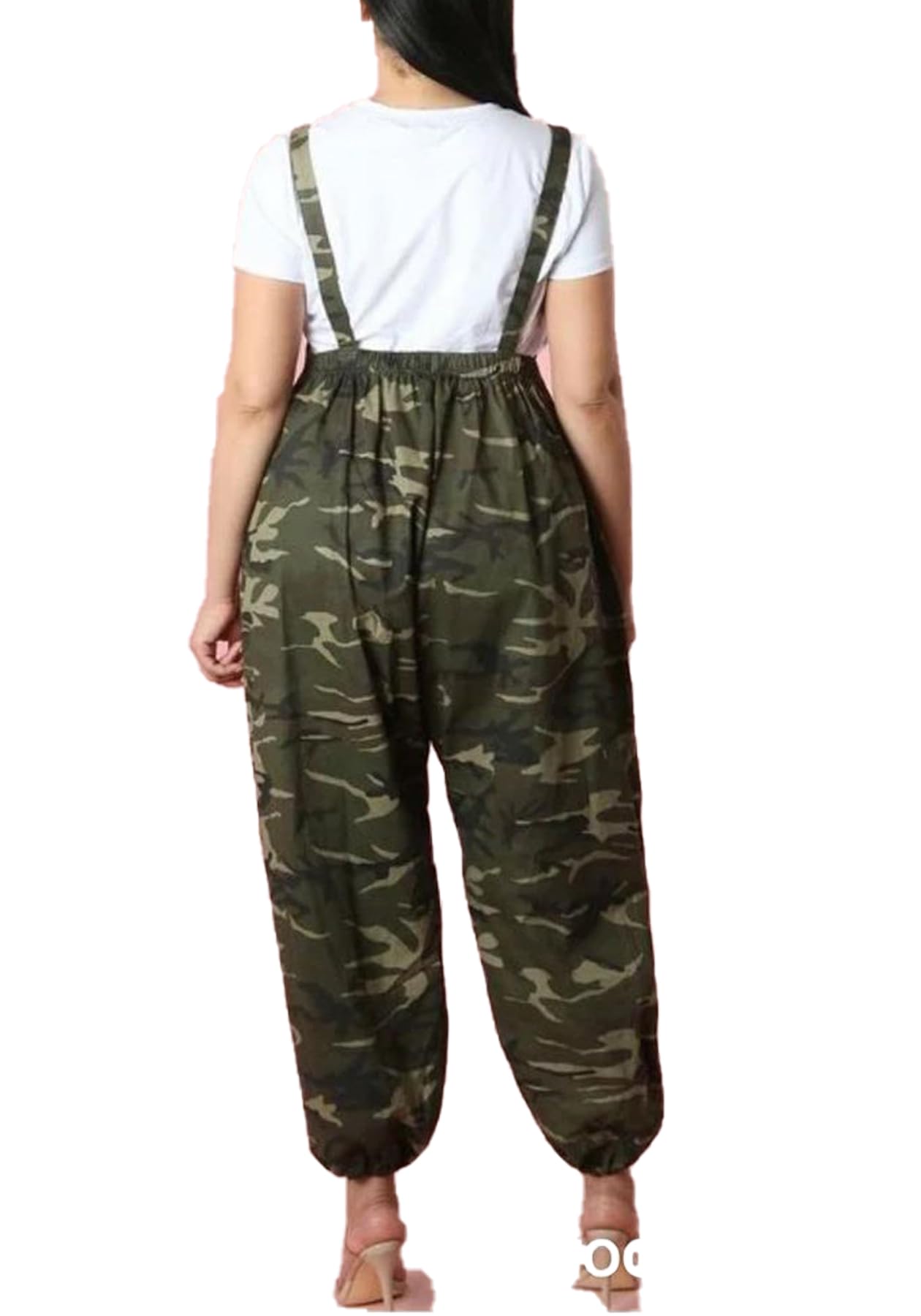 LETSVDO Women's Casual Camo Jumpsuit Cargo Demin Plus Size Camouflage Sleeveless Wide Leg Baggy Bib Jean Overalls Romper