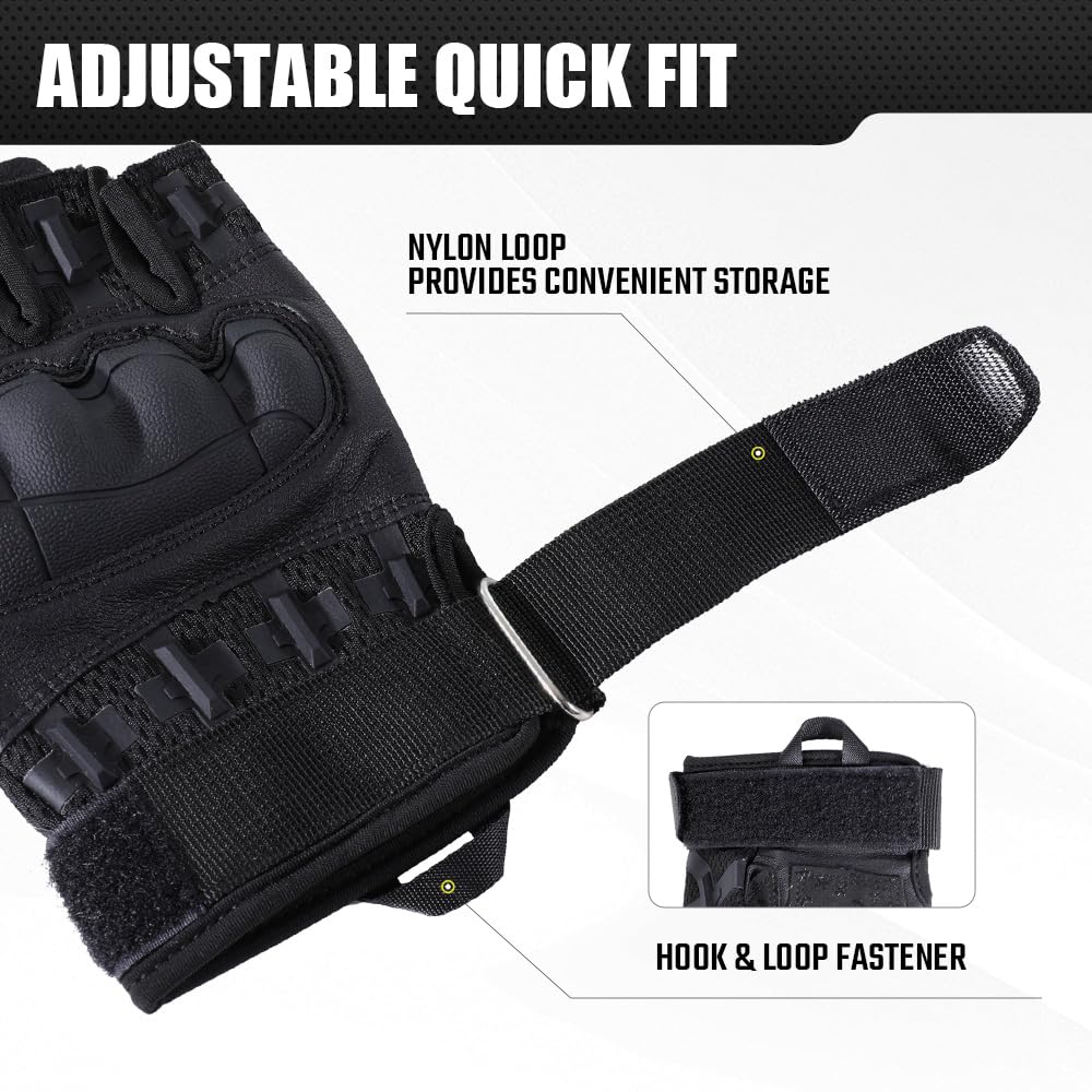 AXBXCX Tactical Fingerless Gloves for Men - Ultimate Impact Protection, Non-Slip & Breathable